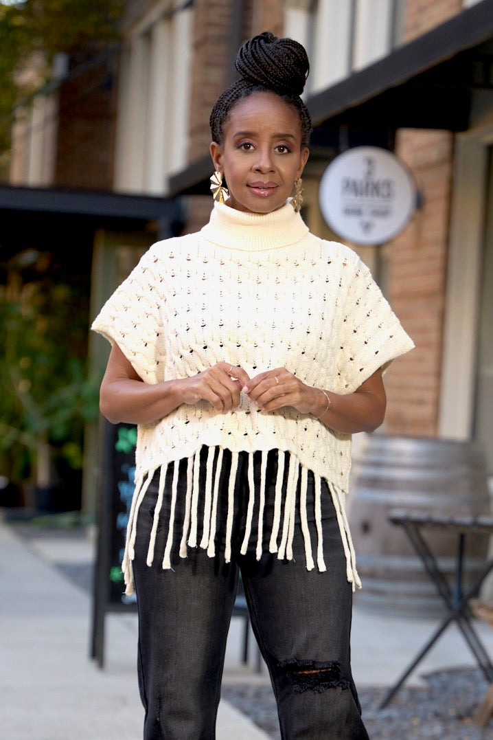 Cream cable knit turtleneck sweater hotsell